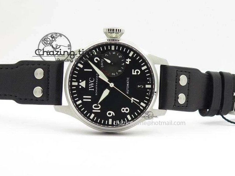 MIROTIME 0306 GoodFit Big Pilot Real PR IW500912 ZF Best Edition Black Dial On Black Leather Strap A 7287
